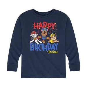 Boys' - Paw Patrol - Happy Birthday Rubble Chase Marshall Long Sleeve Graphic T-Shirt - 1 of 4