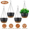 iMountek "4Pcs 9.64-Inch Hanging Planters with Drainage Holes & Self-Watering Tray for Indoor/Outdoor Herbs, Ivy, Ferns, and Plants" Gray - 2 of 4
