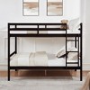 MAYEERTY Full over Full Bunk Bed with Ladder, Wooden Bed Frame with High Guardrail and Ladder for Kids, No Box Spring Needed, Espresso - 3 of 4