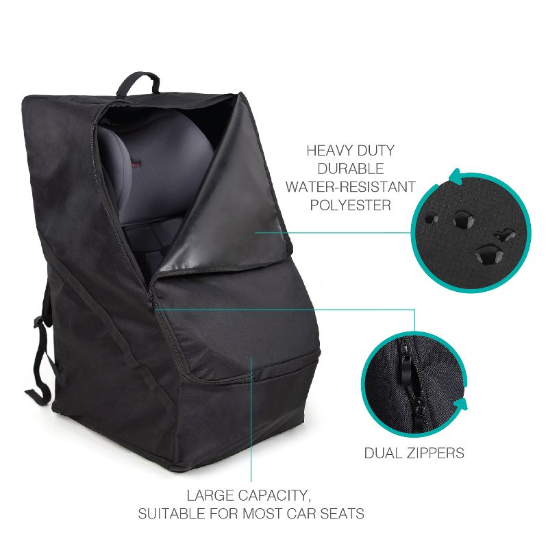 Belle Backpack Car Seat Travel Bag, Black, 4 of 8