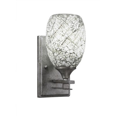 Toltec Lighting Uptowne 1 - Light Sconce in  Aged Silver with 5" Natural Fusion Shade