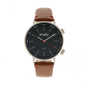 Simplify The 3300 Leather-Band Watch - Brown/Navy - 1 of 3