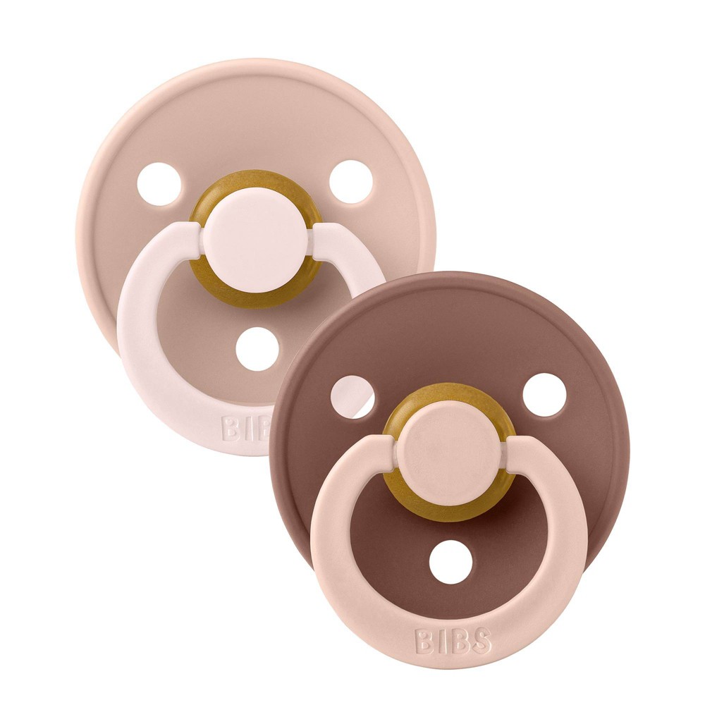 Bibs Studio Colour Fusion Latex Pacifiers 6-18m, Size 2 - Blush Woodchuck Mix - 2pk: BPA-Free, Phthalate-Free, Rubber Latex