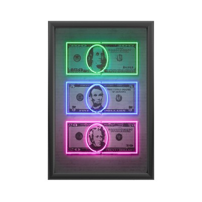 Trademark Fine Art - Octavian Mielu 'Dollars' - Backlit LED Lightbox with Metal Frame - Ready to Hang with Anti-Glare Acrylic Cover
