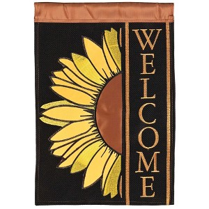 Magnolia Garden Welcome Sunflower 13 x 18 Inch Black Polyester Garden Flag - 1 of 2