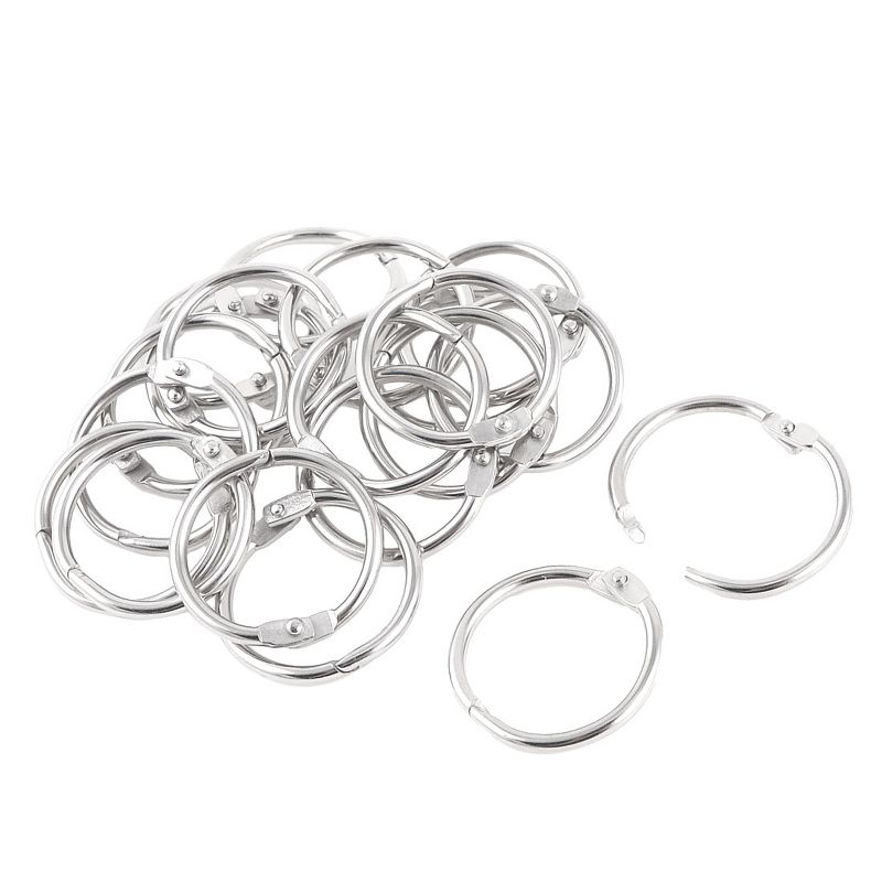 Unique Bargains Scrapbooking 3cm OD Loose Leaf Ring Keychain Metal Binder Clips 1.2x1.2x0.1inch Silver 20 Pcs, 1 of 3