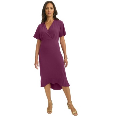Jessica London Women's Plus Size Flounce Hem Midi Dress