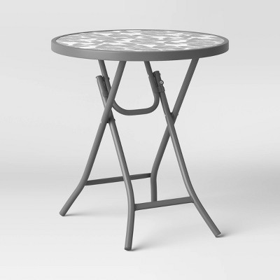 Folding Round Patio Accent Table - Gray - Room Essentials™