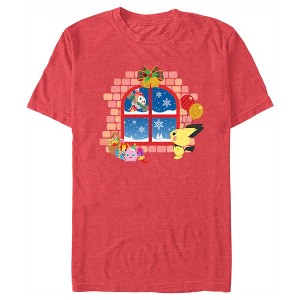 Men's Pokemon Christmas Window T-Shirt - 1 of 4