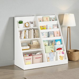 Mshliw Kids Bookshelf and Toy Storage Organizer, 4-Tier Wooden Bookcase Display Stand for Nursery, Playroom, or Kids Bedroom - 1 of 4