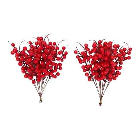 Arts Artificial Red Berry 8 Pack Holly Christmas Berries Stem Holiday Decoration 