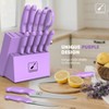 imarku 14 PCS Kitchen Knife Set, with Built-in Sharpener, Japanese Stainless Steel Knife Set with Block and Non-Slip Ergonomic Handle, Purple - 2 of 4