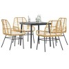 vidXL 5 Piece Patio Dining Set with Cushions - Brown PE Rattan Outdoor Furniture with Glass Tabletop for Garden/Backyard - 2 of 4