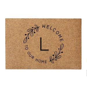 Personalization Mall Welcome Wreath Personalized 18x27 Synthetic Coir Doormat - 1 of 2