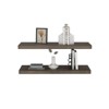 SEVOBAL Utility Storage Shelves Bookshelf Set of 2 Wide Floating Shelves, Modern Wall-Mounted Storage for Living Room, Brown, 32"*11"*4" - 4 of 4