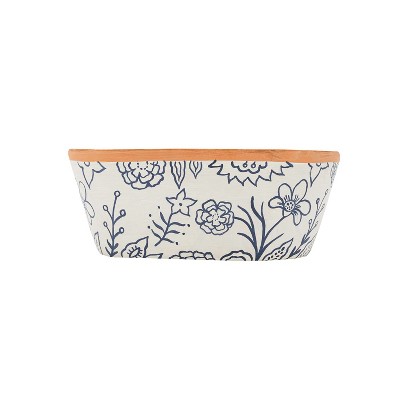 Blue Floral Suzani Oval Planter Pot Terracotta by Foreside Home & Garden