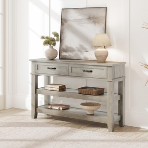 47.2" Entryway Table, Console Table with 2 Storage Drawers, 3 Tier Farmhouse Wooden Sofa Table, Hallway Table for Entryway, Living Room - 1 of 4