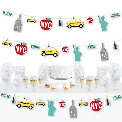 Big Dot of Happiness NYC Cityscape - New York City Party DIY Decorations - Clothespin Garland Banner - 44 Pieces