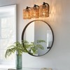 PAKOKULA 3-Light Boho Matte Black Vanity Light with Yellow Woven Shade - 3 of 4