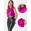Allegra K Women's Round Neck Party Sleeveless Holographic Crop Metallic Tank Top - 2 of 4