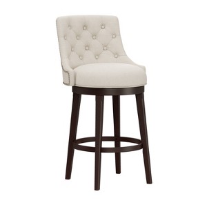 30" Halbrooke Swivel Barstool Smoke/Cream Hillsdale Furniture: Upholstered, Button Tufted, Nailhead Trim - 1 of 4
