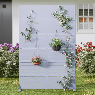 Lirago 72 in. Galvanized Metal Outdoor Privacy Screens Garden Outdoor Fence Purple