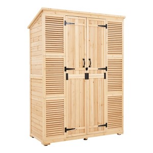 VEVOR Outdoor Storage Shed, Oversize Wooden Outside Storage Cabinet with Waterproof Roof and Metal Frame with Shelves & Floor, 58"x78" - 1 of 4