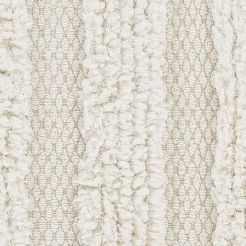 Vcny Savannah 24"x60" Fringe Striped Bath Rug Runner White: Cotton ...