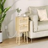 GlasFlength Nightstands Rattan Nightstand Modern Bedside Table Cane Accent Bedside End Table for Bedroom Modern, Beige, 14.9"*11.2"*23.6" - 2 of 4