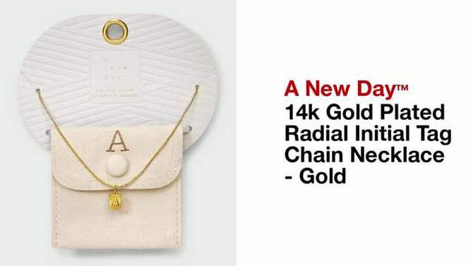14k Gold Plated Radial Initial Tag Chain Necklace - A New Day™ Gold, 2 of 6, play video