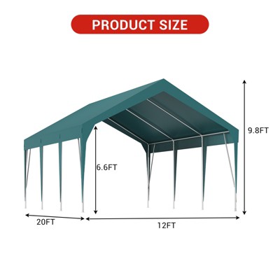 10/12/13 X 20ft Heavy Duty Carport Outdoor Car Canopy Waterproof Party Tent All-Season Portable Garage Gazebo Shelter