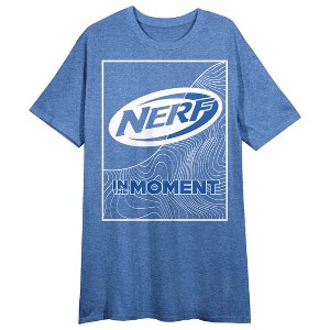 Nerf In The Moment Crew Neck Short Sleeve Blue Heather Women's Night Shirt - 1 of 2
