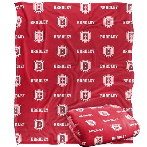 Bradley University Logo Pattern Silky 50x60 Blanket, 1 Sided - 1 of 4