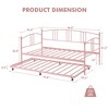 Homhougo Twin Rectangular Twin Metal Daybed with Trundle, Sofa Bed Frame with 6 Casters and Steel Slat Support Pink - 2 of 4