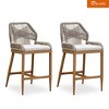 PURPLE LEAF Patio Sunbrella Bar Stools Set of 2 Handwoven Wicker Bar Height Stool Modern Aluminum Outdoor Wicker Barstools with Back and Cushion - 2 of 4