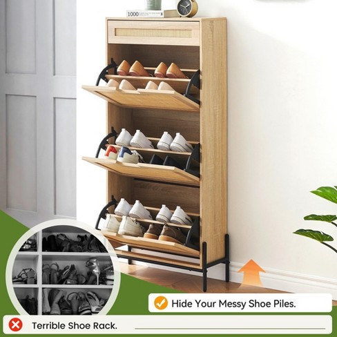 3 tier Rattan Shoe Cabinet Target