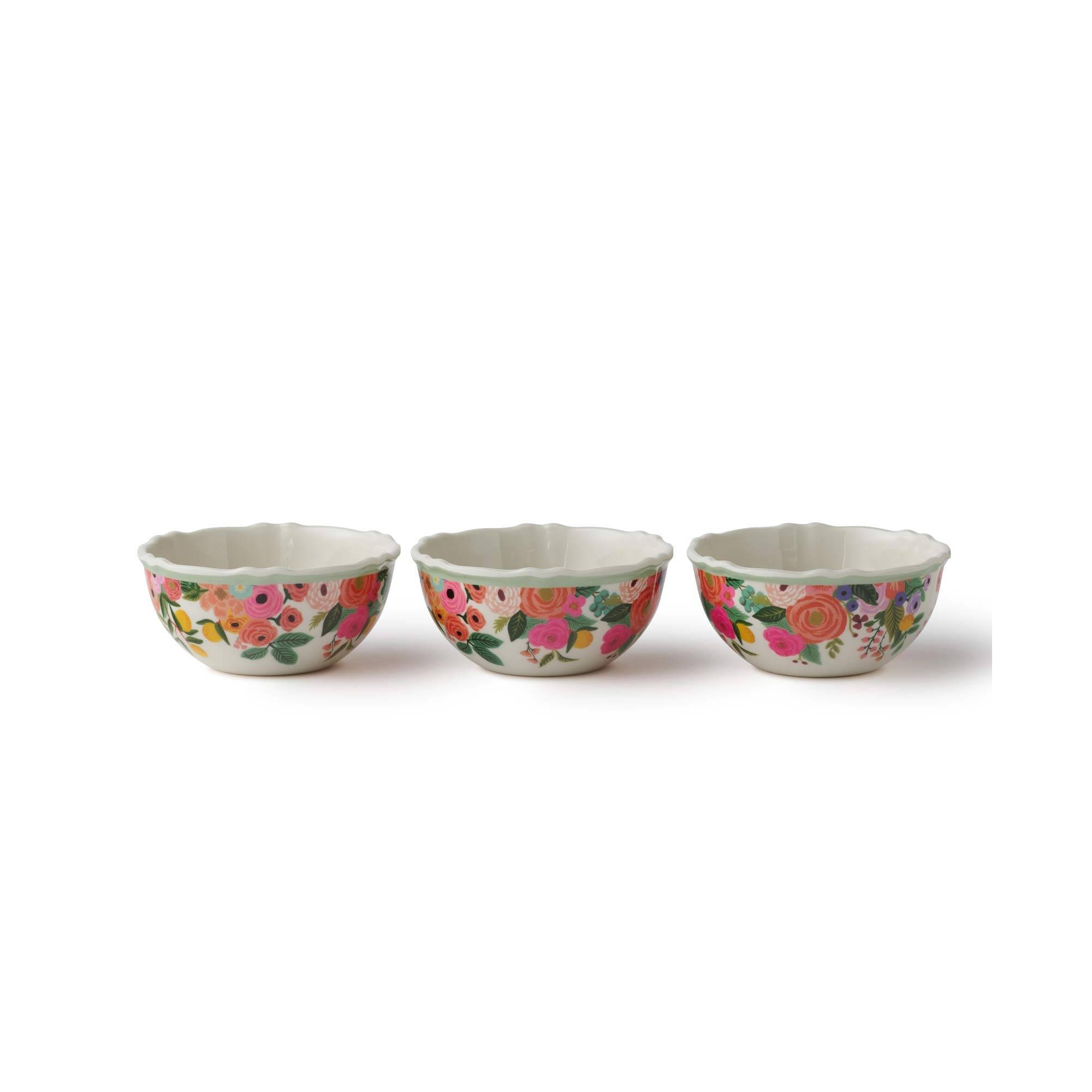 Rifle Paper Co. Garden Party 3pc Melamine Snack Bowl Set