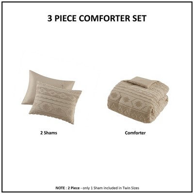 Tan Full Down Alternative Microfiber Comforter Set with Gathered Embellishment