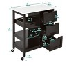 3 Tie Kitchen Island Cart On Wheels Rolling Serving Utility Kitchen Carts With Opening Shelves And 3 Drawers - 2 of 4