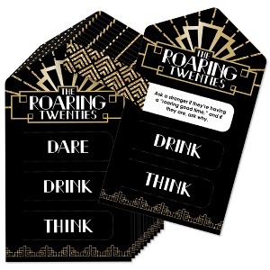 Big Dot of Happiness Roaring 20's - 1920s Art Deco Jazz Party Game Pickle Cards - Dare, Drink, Think Pull Tabs - Set of 12 - 1 of 4