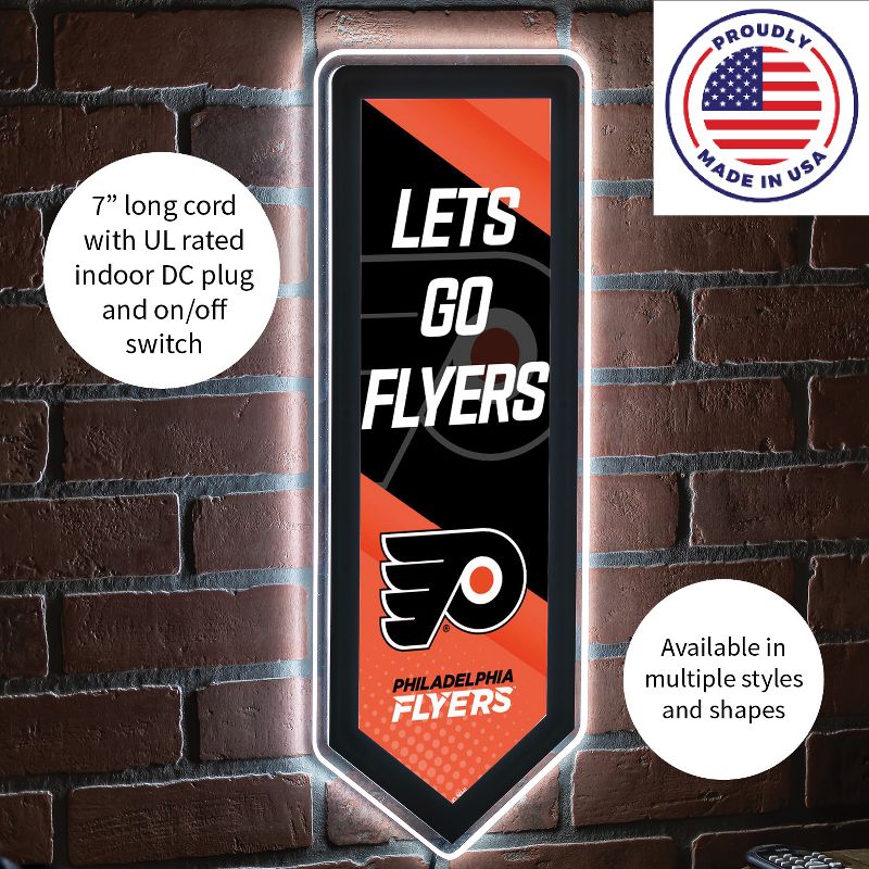 Evergreen Ultra-Thin Glazelight LED Wall Decor, Pennant, Philadelphia Flyers- 9 x 23 Inches Made In USA, 5 of 7