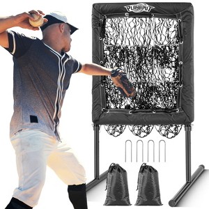 PLAYAPUT 9 Hole Baseball Pitching Net with Strike Zone, Black - 1 of 4
