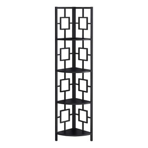 Monarch Specialties Bookshelf Bookcase Etagere Corner 4 Tier 62InchH Office Bedroom Metal Laminate Black Contemporary Modern - 1 of 4