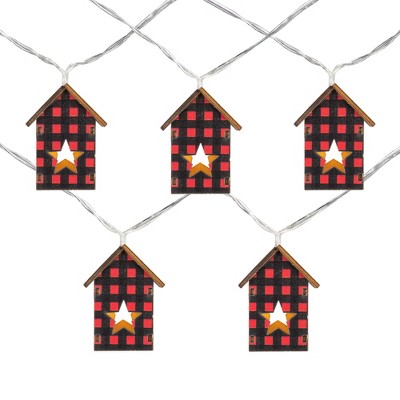 Northlight 10 Count B/O LED Warm White Plaid House Christmas Lights - 4.75' Clear Wire