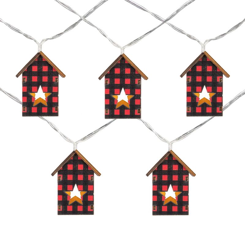 Northlight 10 Count B/O LED Warm White Plaid House Christmas Lights - 4.75' Clear Wire, 1 of 6