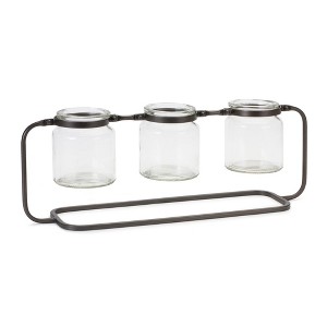 Melrose Bottle Vases in Iron Stand 19.75"L - 1 of 3