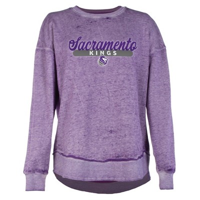 NBA Sacramento Kings Women's Burnout Crew Neck Fleece Sweatshirt