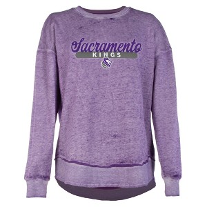 NBA Sacramento Kings Women's Burnout Crew Neck Fleece Sweatshirt - 1 of 4