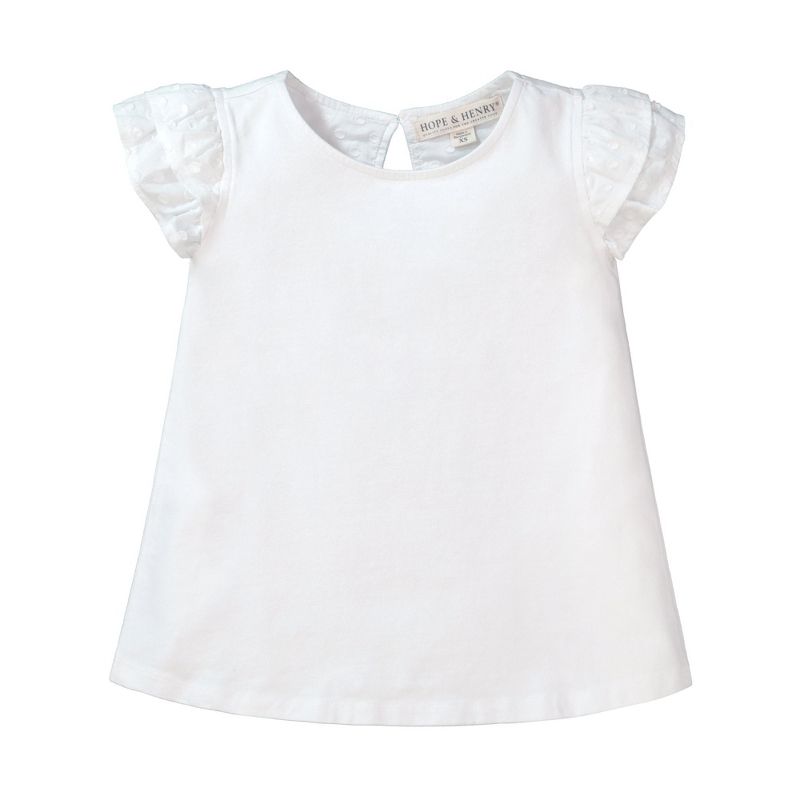 Hope & Henry Girls' Organic Cotton Knit Top with Woven Flutter Sleeves, Infant, 1 of 8