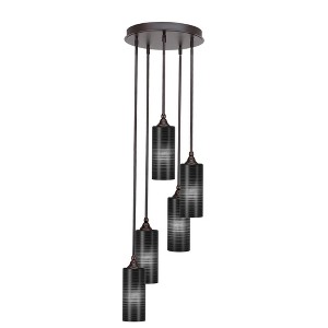 Toltec Lighting Empire 5 - Light Pendant in  Dark Granite with 4” Black Matrix Shade - 1 of 1